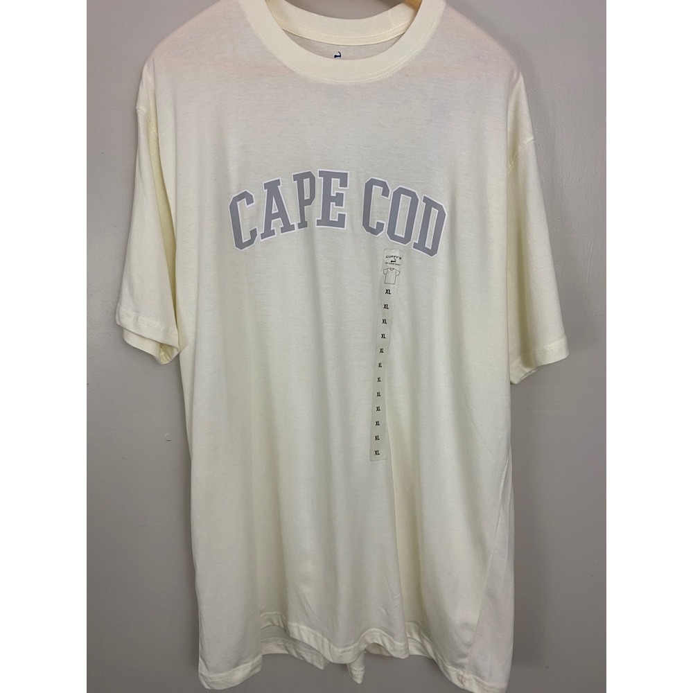 Cuffy's T-Shirt Mens XL Cream Cape Cod Graphic Short Sleeve Cotton Preppy Tee